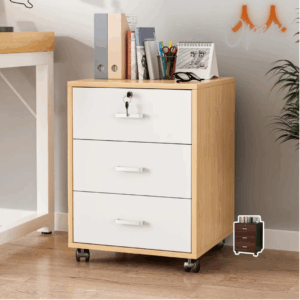 北歐風帶鎖抽屜文件收納櫃 (三抽)