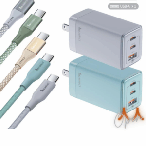 mo select 65W GaN 氮化鎵充電器/充電頭+雙 Type C 手機充電線/快充線/傳輸線(支援蘋果16/筆電/耳機)