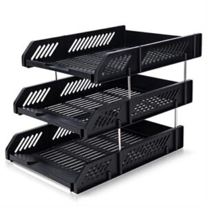 得力Deli三層鐵支公文架/E9209/黑色/展開260×338×260mm